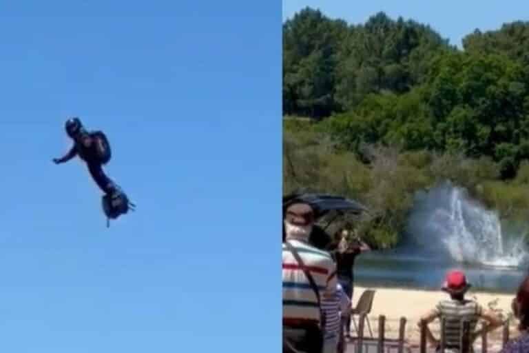 Un aventurero cayó desde más de 15 metros cuando volaba con un ‘jetpack’, que él mismo inventó (+Video)