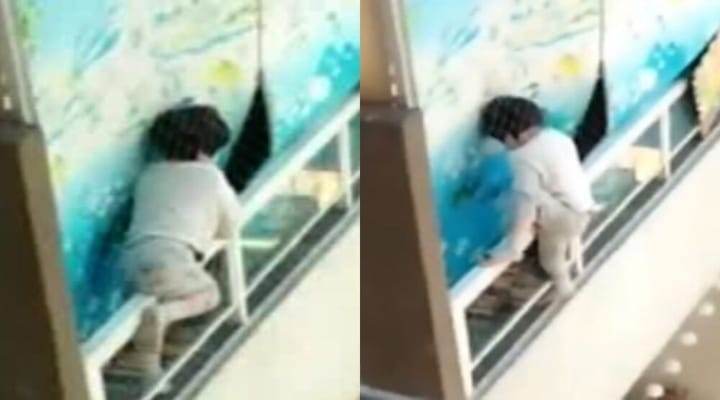 En video: Graban a niño mientras estaba parado en la baranda de balcón de un piso 21