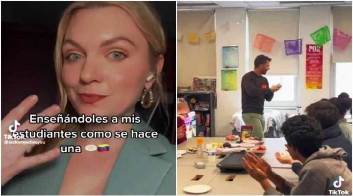 Maestra estadounidense se hace viral por enseñar a sus alumnos a hacer arepas venezolanas